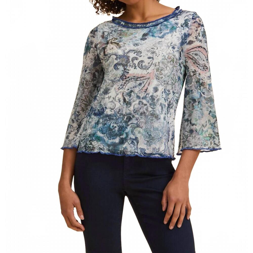 NEW FDJ stefanie bell sleeve boat neck top in neutral